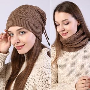 3 in 1 Fleece Lined Khaki Beanie Ring Scarf Ponytail Hat